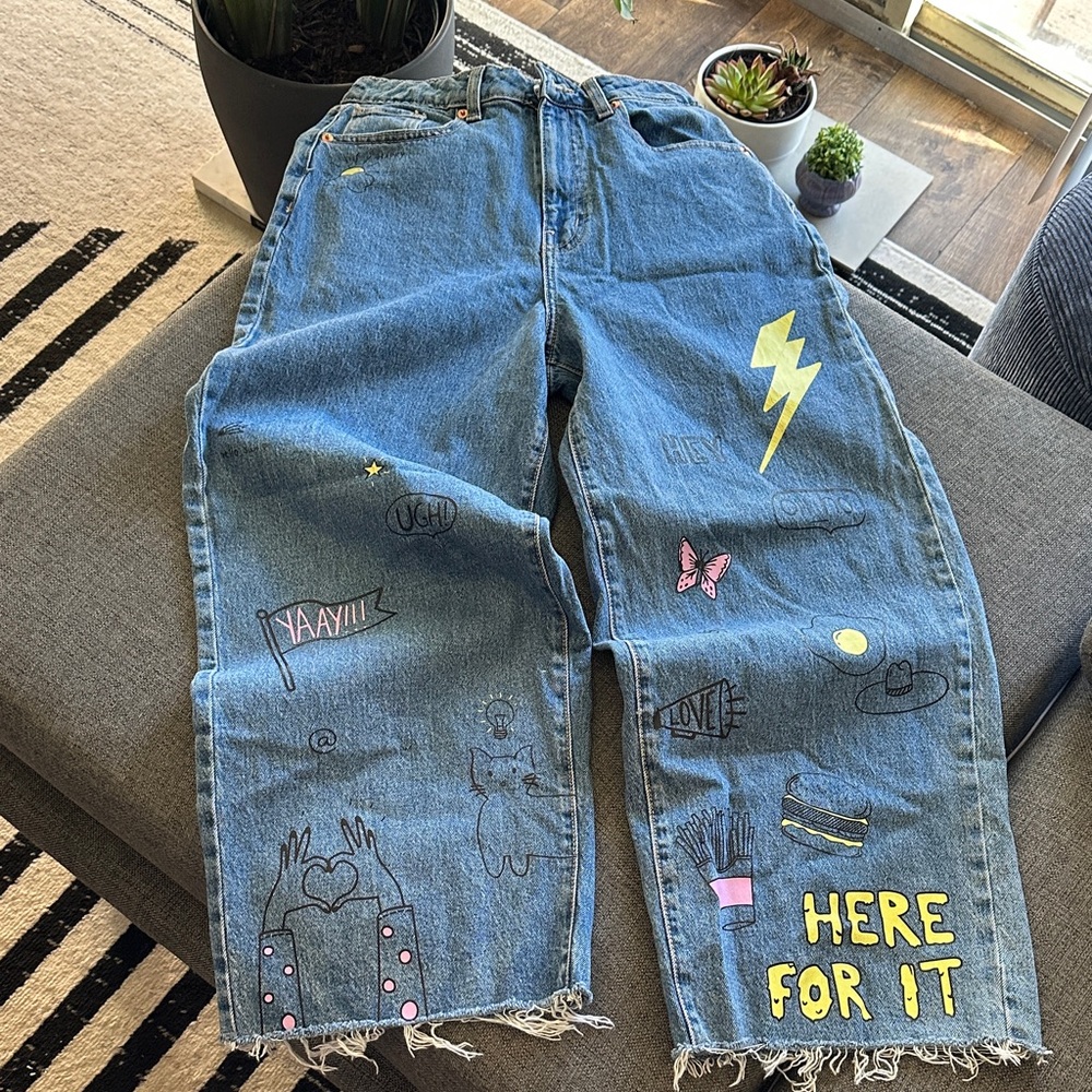 Wild Fable High Rise Wide Leg Ankle Blue Denim Jeans - Picture 2 of 12